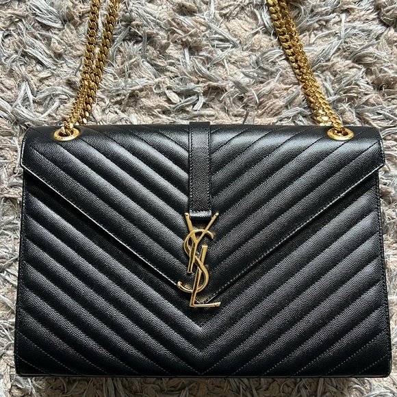 Yves Saint Laurent Black Quilted Leather Shoulder Bag - large AUTHENTIC - Picture 3 of 17